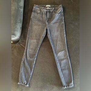 Good American Good Legs Crop Distressed Hem Jeans